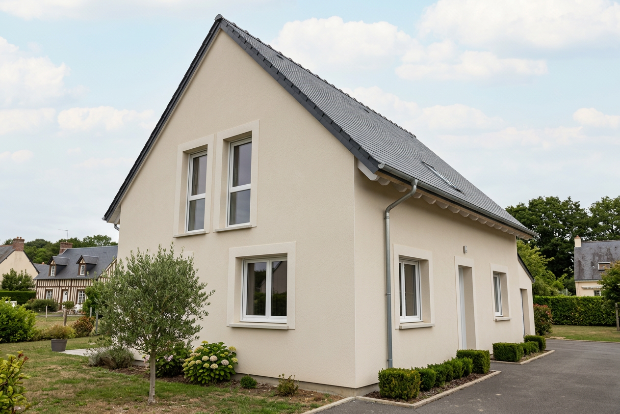 Illustration de travaux d’isolation thermique par l’extérieur sur une maison